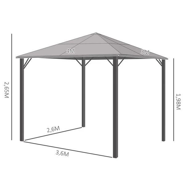 Abri De Jardin Semi-permanent Gris Foncé Outsunny En Métal De 13 Pi X 10 Pi Avec Toit En Polycarbonate, Moustiquaire Incluse 4 Abri De Jardin Semi-permanent Gris Foncé Outsunny En Métal De 13 Pi X 10 Pi Avec Toit En Polycarbonate, Moustiquaire Incluse – Image 2