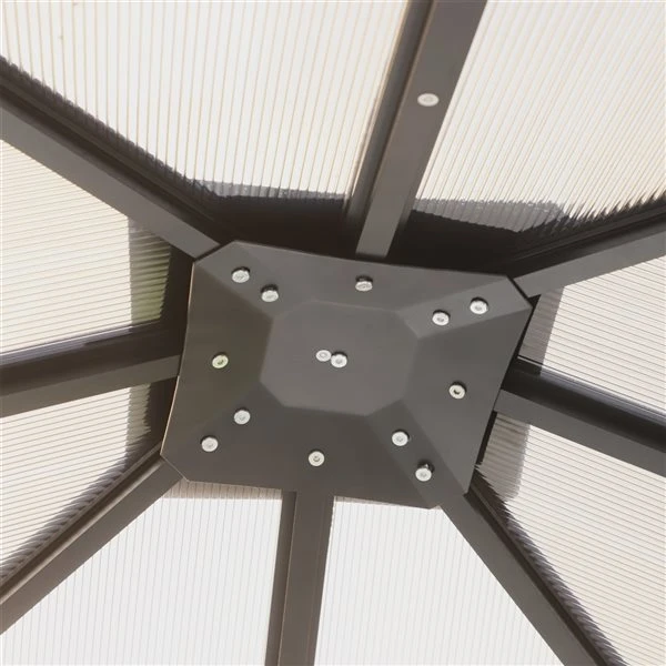 Abri De Jardin Semi-permanent Gris Foncé Outsunny En Métal De 13 Pi X 10 Pi Avec Toit En Polycarbonate, Moustiquaire Incluse 7 Abri De Jardin Semi-permanent Gris Foncé Outsunny En Métal De 13 Pi X 10 Pi Avec Toit En Polycarbonate, Moustiquaire Incluse – Image 5