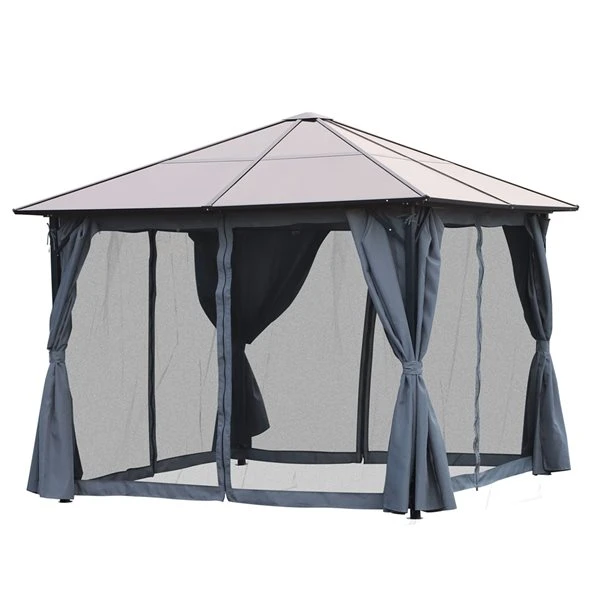 Abri De Jardin Semi-permanent Gris Foncé Outsunny En Métal De 13 Pi X 10 Pi Avec Toit En Polycarbonate, Moustiquaire Incluse 3 Abri De Jardin Semi-permanent Gris Foncé Outsunny En Métal De 13 Pi X 10 Pi Avec Toit En Polycarbonate, Moustiquaire Incluse