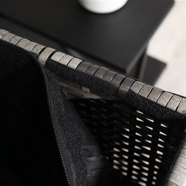 Ensemble De Mobilier Extérieur Gris Outsunny En Résine Tressée Avec Coussins Bleu Marine, 6 Pièces 6 Ensemble De Mobilier Extérieur Gris Outsunny En Résine Tressée Avec Coussins Bleu Marine, 6 Pièces – Image 4