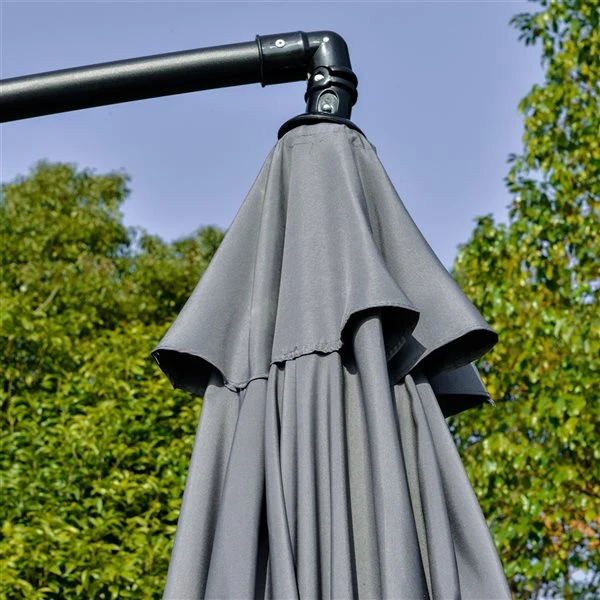Parasol Pour La Cour Gris Foncé De 10,8 pi Par Outsunny Avec Base Et Manivelle 6 Parasol Pour La Cour Gris Foncé De 10,8 pi Par Outsunny Avec Base Et Manivelle – Image 4