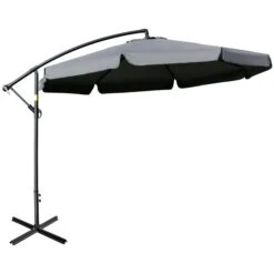 Parasol Pour La Cour Gris Foncé De 10,8 pi Par Outsunny Avec Base Et Manivelle