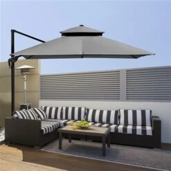Parasol Pour La Cour Gris Anthracite De 9,8 pi Par Outsunny Avec Base Et Manivelle -Outsunny 331003154 AlternateImage3 l