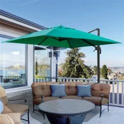 Parasol Pour La Cour Vert De 9,7 pi Par Outsunny Avec Base Et Manivelle -Outsunny 331003176 AlternateImage3 l