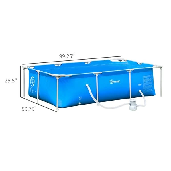 Piscine Hors Terre Outsunny Rectangulaire Bleue De 8,3 Pi X 5 Pi X 25,5 Po 5 Piscine Hors Terre Outsunny Rectangulaire Bleue De 8,3 Pi X 5 Pi X 25,5 Po – Image 3