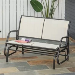 Banc Coulissant D'extérieur Outsunny Crème En Acier Pour 2 Personnes -Outsunny 331014291 AlternateImage1 l