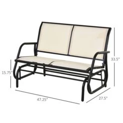 Banc Coulissant D'extérieur Outsunny Crème En Acier Pour 2 Personnes -Outsunny 331014291 AlternateImage2 l