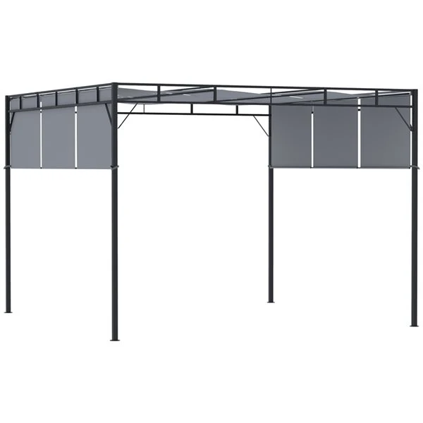 Pergola Autoportante Outsunny En Métal Gris Foncé De 10 Pi X 10 Pi, Auvent Inclus 3 Pergola Autoportante Outsunny En Métal Gris Foncé De 10 Pi X 10 Pi, Auvent Inclus