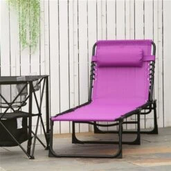 Chaise Longue Outsunny En Métal Noir Avec Siège Maillé Mauve -Outsunny 331014299 AlternateImage1 l