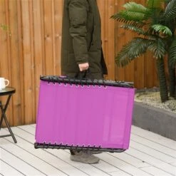 Chaise Longue Outsunny En Métal Noir Avec Siège Maillé Mauve -Outsunny 331014299 AlternateImage7 l