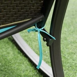 Fauteuils Berçants Et Table D'appoint Outsunny En Métal Noir Avec Siège Coussiné Bleu, Ensemble De 3 -Outsunny 331014301 AlternateImage5 l