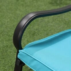 Fauteuils Berçants Et Table D'appoint Outsunny En Métal Noir Avec Siège Coussiné Bleu, Ensemble De 3 -Outsunny 331014301 AlternateImage6 l