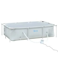 Piscine Hors Terre Outsunny Rectangulaire Grise De 8,3 Pi X 5 Pi X 25,5 Po