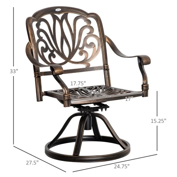 Fauteuils Pivotants D'extérieur Outsunny En Métal Bronze Avec Siège Coussiné Beige 5 Fauteuils Pivotants D'extérieur Outsunny En Métal Bronze Avec Siège Coussiné Beige – Image 3