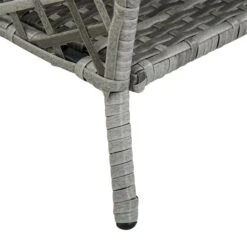 Chaise Longue Et Table D'appoint Outsunny En Osier Et Métal Gris Avec Siège Coussiné Blanc Crémeux, Ensemble De 2 -Outsunny 331014308 AlternateImage6 l