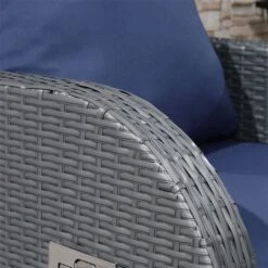 Ensemble De Mobilier Extérieur Outsunny En Osier Gris Avec Coussins Bleus Inclus, 6 Pièces -Outsunny 331014310 AlternateImage4 l