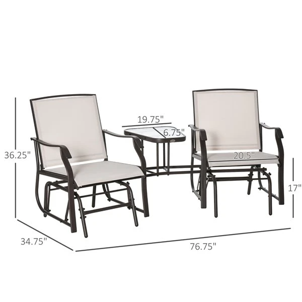 Ensemble De Fauteuils Coulissants Et Table D'appoint D'extérieur Outsunny En Acier Beige, 3 Pièces 5 Ensemble De Fauteuils Coulissants Et Table D'appoint D'extérieur Outsunny En Acier Beige, 3 Pièces – Image 3
