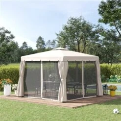 Abri De Jardin Outsunny En Métal Carré Blanc Crème De 10 Pi X 10 Pi Avec Toit En Polyester 9 Abri De Jardin Outsunny En Métal Carré Blanc Crème De 10 Pi X 10 Pi Avec Toit En Polyester -Outsunny 331014322 AlternateImage2 l