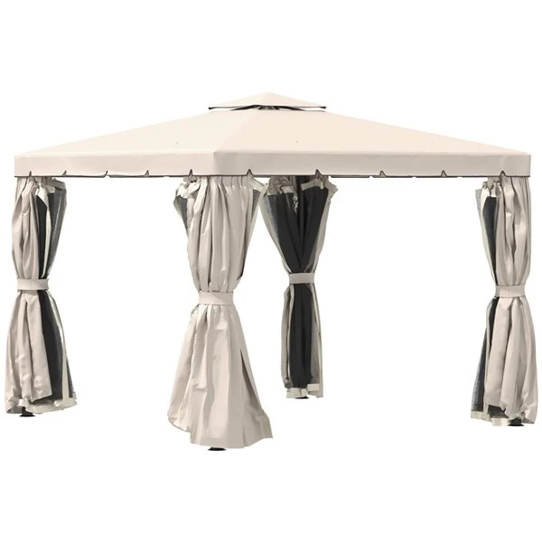 Abri De Jardin Outsunny En Métal Carré Blanc Crème De 10 Pi X 10 Pi Avec Toit En Polyester 3 Abri De Jardin Outsunny En Métal Carré Blanc Crème De 10 Pi X 10 Pi Avec Toit En Polyester