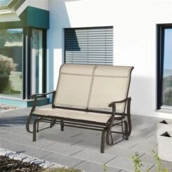 Banc Coulissant D'extérieur Outsunny Kaki En Acier Pour 2 Personnes -Outsunny 331014324 AlternateImage4 l