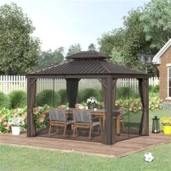 Abri De Jardin Outsunny En Métal Brun De 12 Pi X 10 Pi Avec Toit En Acier 9 Abri De Jardin Outsunny En Métal Brun De 12 Pi X 10 Pi Avec Toit En Acier -Outsunny 331014325 AlternateImage2 l