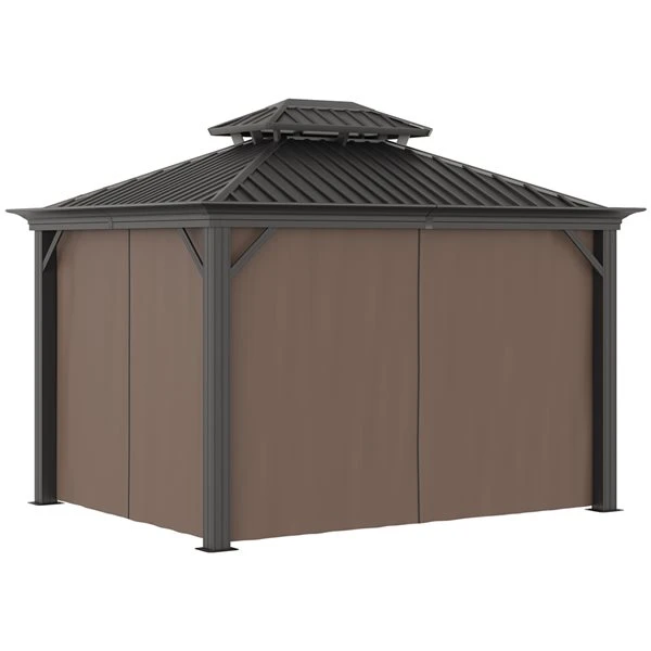 Abri De Jardin Outsunny En Métal Brun De 12 Pi X 10 Pi Avec Toit En Acier 7 Abri De Jardin Outsunny En Métal Brun De 12 Pi X 10 Pi Avec Toit En Acier – Image 5
