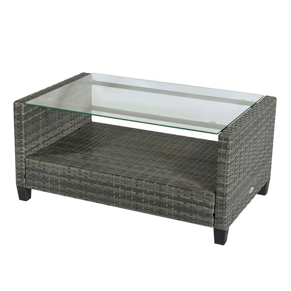 Ensemble De Mobilier Extérieur Outsunny En Osier Gris Avec Coussins Gris Inclus, 4 Pièces 6 Ensemble De Mobilier Extérieur Outsunny En Osier Gris Avec Coussins Gris Inclus, 4 Pièces – Image 4