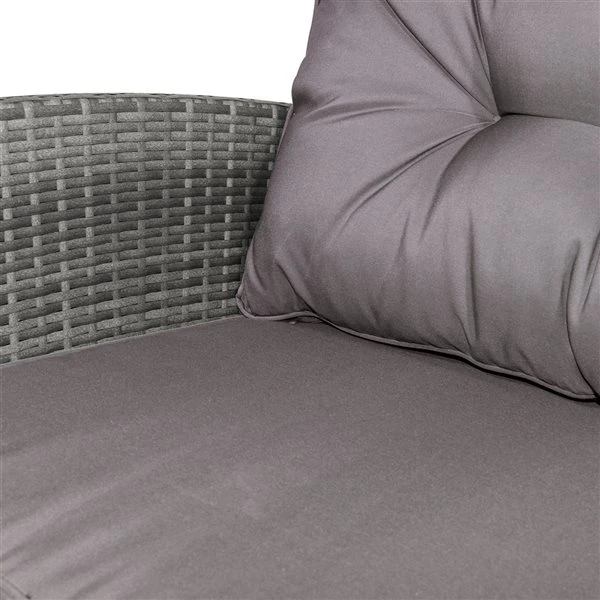 Ensemble De Mobilier Extérieur Outsunny En Osier Gris Avec Coussins Gris Inclus, 4 Pièces 7 Ensemble De Mobilier Extérieur Outsunny En Osier Gris Avec Coussins Gris Inclus, 4 Pièces – Image 5