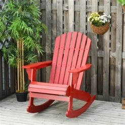Chaise Berçante Adirondack Outsunny En Bois Rouge -Outsunny 331014342 AlternateImage3 l