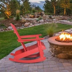 Chaise Berçante Adirondack Outsunny En Bois Rouge -Outsunny 331014342 AlternateImage4 l