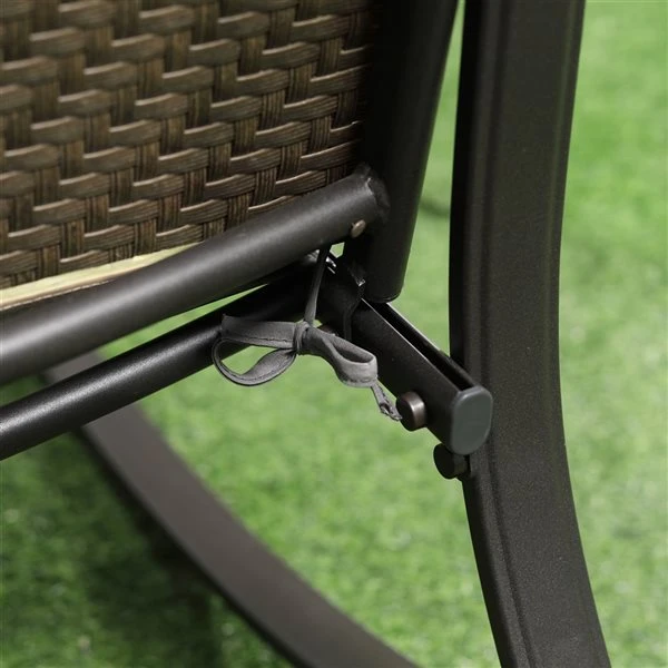 Fauteuils Berçants Et Table D'appoint Outsunny En Métal Noir Avec Siège Coussiné Gris, Ensemble De 3 6 Fauteuils Berçants Et Table D'appoint Outsunny En Métal Noir Avec Siège Coussiné Gris, Ensemble De 3 – Image 4