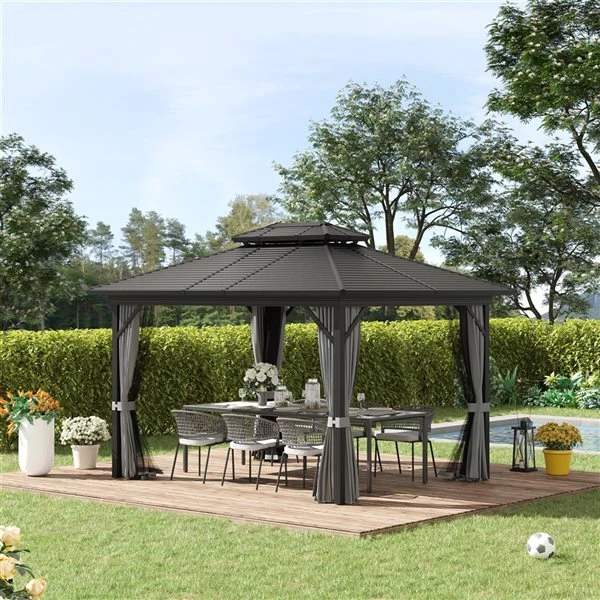 Abri De Jardin Outsunny En Métal Rectangulaire Noir De 10 Pi X 12 Pi Avec Toit En Acier 5 Abri De Jardin Outsunny En Métal Rectangulaire Noir De 10 Pi X 12 Pi Avec Toit En Acier – Image 3