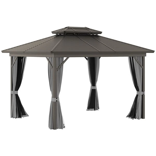 Abri De Jardin Outsunny En Métal Rectangulaire Noir De 10 Pi X 12 Pi Avec Toit En Acier 3 Abri De Jardin Outsunny En Métal Rectangulaire Noir De 10 Pi X 12 Pi Avec Toit En Acier