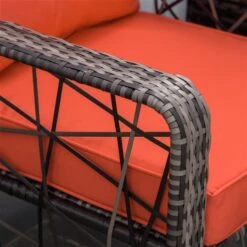 Ensemble De Mobilier Extérieur Outsunny En Osier Gris Avec Coussins Rouges Inclus, 3 Pièces -Outsunny 331014349 AlternateImage4 l