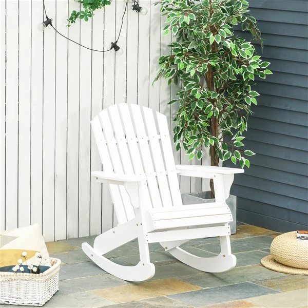 Chaise Berçante Adirondack Outsunny En Bois Blanc 4 Chaise Berçante Adirondack Outsunny En Bois Blanc – Image 2