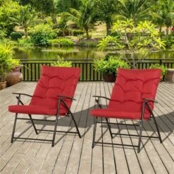 Fauteuils D'extérieur Outsunny En Métal Noir Avec Siège Coussiné Rouge, Ensemble De 2 10 Fauteuils D'extérieur Outsunny En Métal Noir Avec Siège Coussiné Rouge, Ensemble De 2 -Outsunny 331014352 AlternateImage3 l