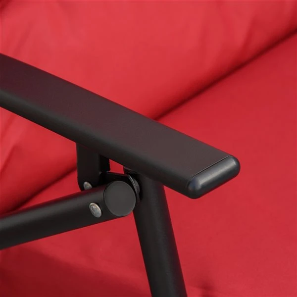 Fauteuils D'extérieur Outsunny En Métal Noir Avec Siège Coussiné Rouge, Ensemble De 2 7 Fauteuils D'extérieur Outsunny En Métal Noir Avec Siège Coussiné Rouge, Ensemble De 2 – Image 5