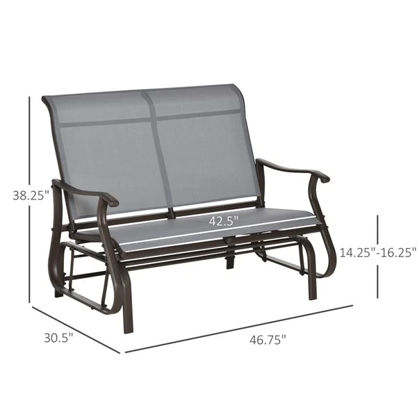 Banc Coulissant D'extérieur Outsunny Gris Pâle En Acier Pour 2 Personnes 5 Banc Coulissant D'extérieur Outsunny Gris Pâle En Acier Pour 2 Personnes – Image 3