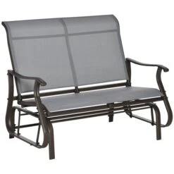 Banc Coulissant D'extérieur Outsunny Gris Pâle En Acier Pour 2 Personnes