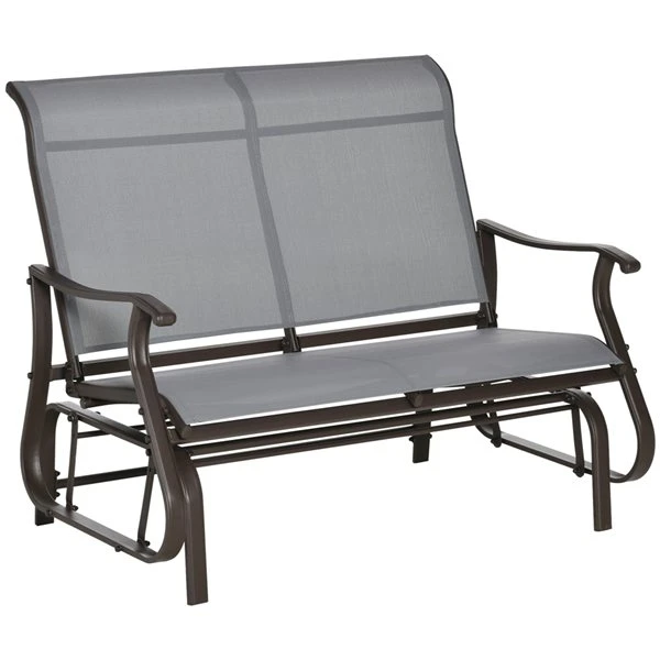 Banc Coulissant D'extérieur Outsunny Gris Pâle En Acier Pour 2 Personnes 3 Banc Coulissant D'extérieur Outsunny Gris Pâle En Acier Pour 2 Personnes