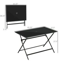 Table à Manger D'extérieur Outsunny Rectangulaire De 27,5 Po L. X 43,25 Po L. Avec Trou Pour Parasol -Outsunny 331014355 AlternateImage2 l