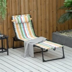Chaise Longue Outsunny En Métal Noir Avec Siège Maillé Multicolore -Outsunny 331014356 AlternateImage1 l