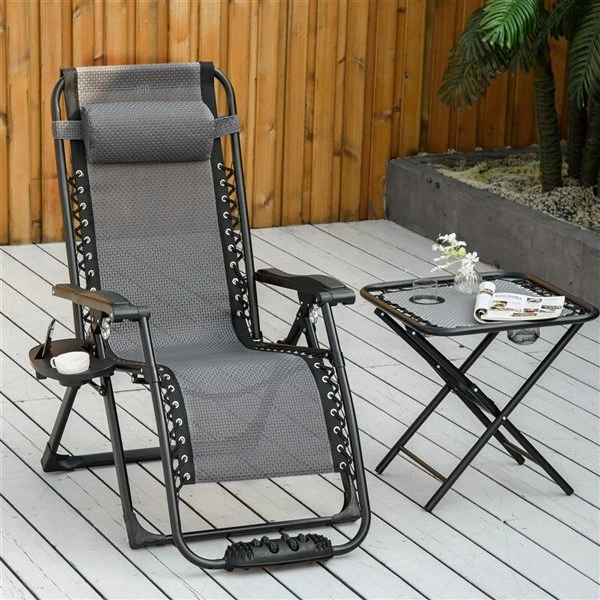 Fauteuil à Posture Zéro-gravité Outsunny En Métal Noir Avec Siège Maillé Gris 5 Fauteuil à Posture Zéro-gravité Outsunny En Métal Noir Avec Siège Maillé Gris – Image 3