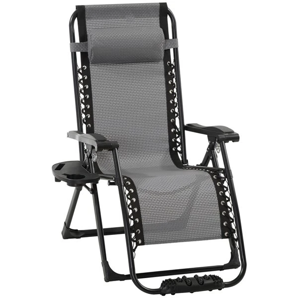 Fauteuil à Posture Zéro-gravité Outsunny En Métal Noir Avec Siège Maillé Gris 3 Fauteuil à Posture Zéro-gravité Outsunny En Métal Noir Avec Siège Maillé Gris