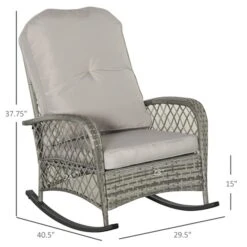 Fauteuil Berçant Outsunny En Osier Et Métal Gris -Outsunny 331014370 AlternateImage1 l