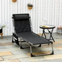 Chaise Longue Outsunny En Métal Argent Avec Siège Maillé Noir -Outsunny 331014372 AlternateImage1 l