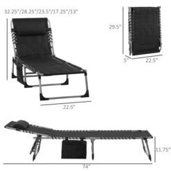 Chaise Longue Outsunny En Métal Argent Avec Siège Maillé Noir -Outsunny 331014372 AlternateImage2 l