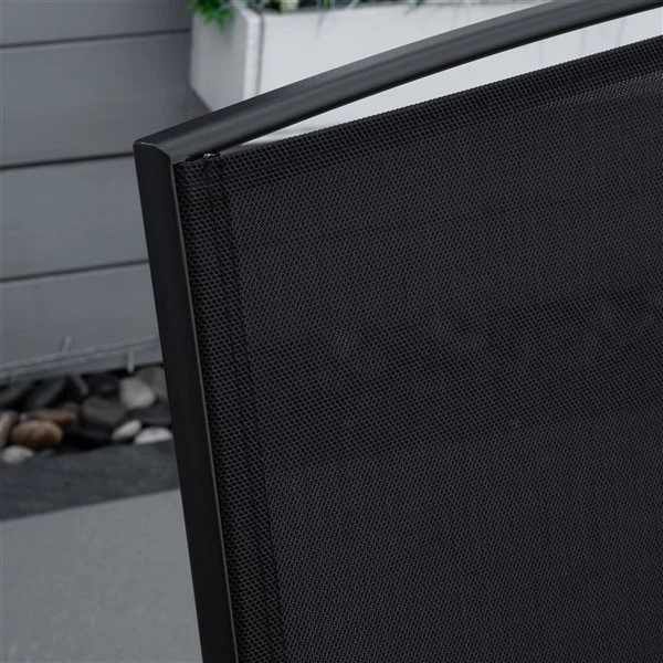 Ensemble De Fauteuils Coulissants Et Table D'appoint D'extérieur Outsunny Noir En Acier, 3 Pièces 6 Ensemble De Fauteuils Coulissants Et Table D'appoint D'extérieur Outsunny Noir En Acier, 3 Pièces – Image 4