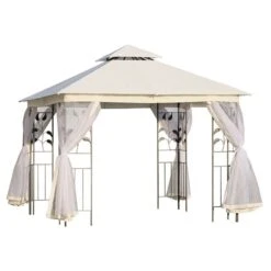 Abri De Jardin Outsunny En Métal Carré Blanc De 10 Pi X 10 Pi Avec Toit En Polyester