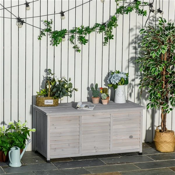 Coffre De Rangement Extérieur Outsunny Gris De 50 Po X 22 Po 5 Coffre De Rangement Extérieur Outsunny Gris De 50 Po X 22 Po – Image 3